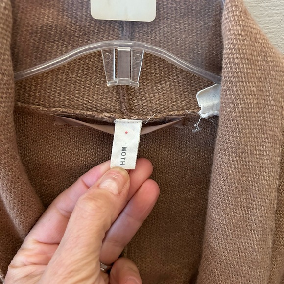 ANTHROPOLOGIE MOTH TAN COTTON WOOL BELTED CARDIGAN JACKET SIZE MEDIUM - Picture 7 of 10